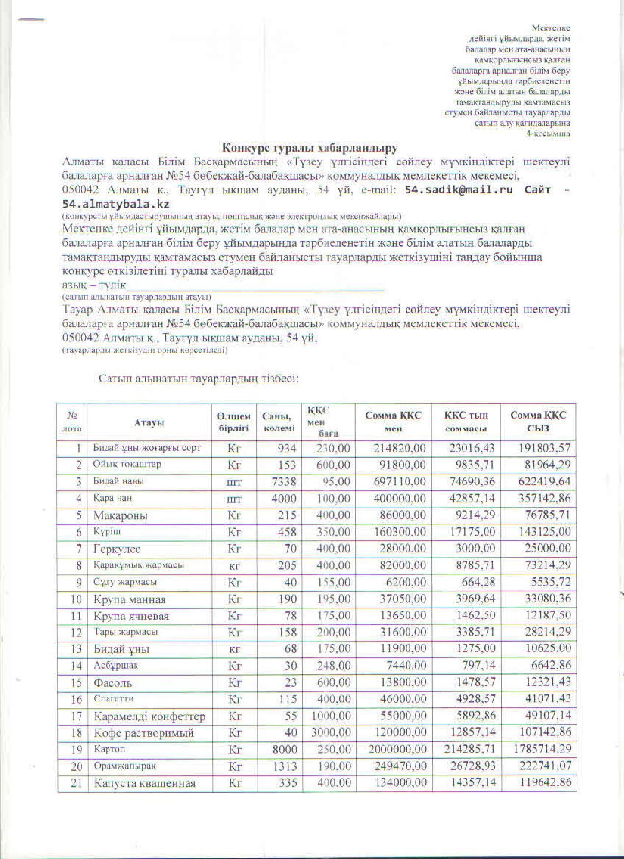 Конкурс туралы хабарландыру
