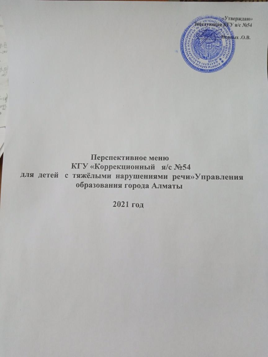 Перспективное меню на  2021г.